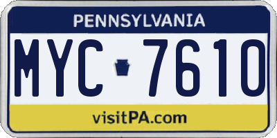 PA license plate MYC7610