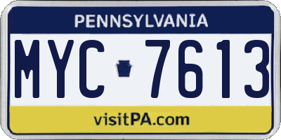 PA license plate MYC7613