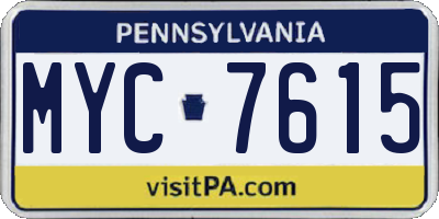 PA license plate MYC7615