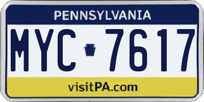 PA license plate MYC7617