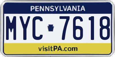 PA license plate MYC7618