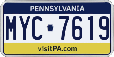 PA license plate MYC7619