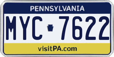 PA license plate MYC7622