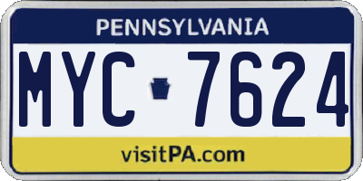 PA license plate MYC7624