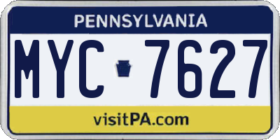 PA license plate MYC7627
