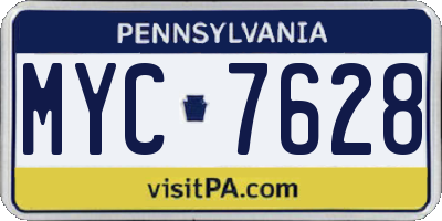 PA license plate MYC7628