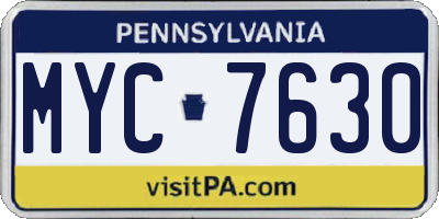 PA license plate MYC7630