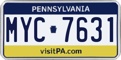 PA license plate MYC7631