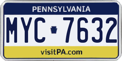 PA license plate MYC7632
