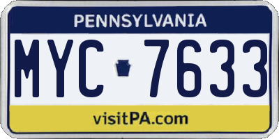 PA license plate MYC7633