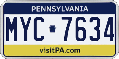 PA license plate MYC7634