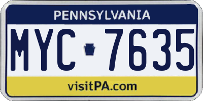 PA license plate MYC7635