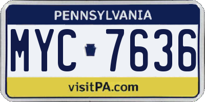 PA license plate MYC7636