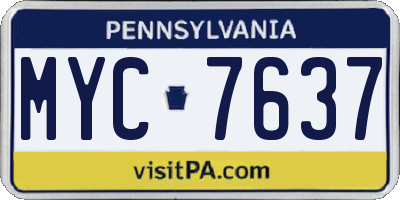PA license plate MYC7637