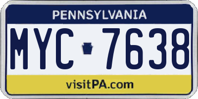 PA license plate MYC7638