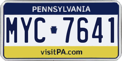 PA license plate MYC7641