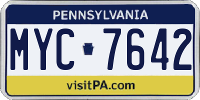 PA license plate MYC7642