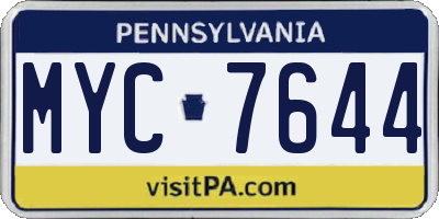PA license plate MYC7644