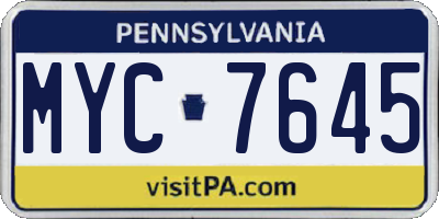 PA license plate MYC7645