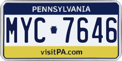 PA license plate MYC7646