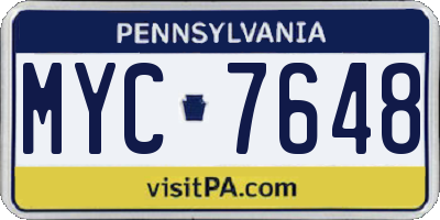 PA license plate MYC7648