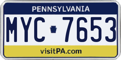 PA license plate MYC7653