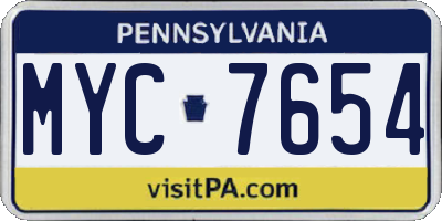 PA license plate MYC7654