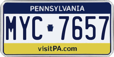 PA license plate MYC7657