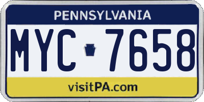 PA license plate MYC7658