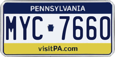 PA license plate MYC7660