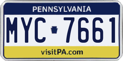PA license plate MYC7661