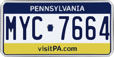 PA license plate MYC7664
