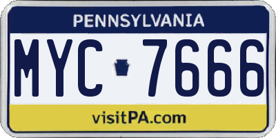 PA license plate MYC7666