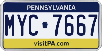 PA license plate MYC7667