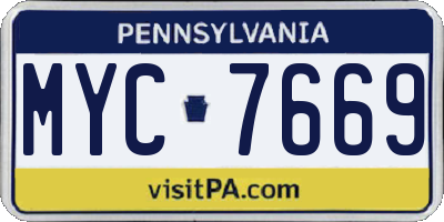 PA license plate MYC7669