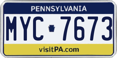 PA license plate MYC7673