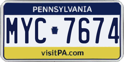 PA license plate MYC7674