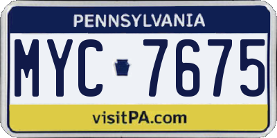 PA license plate MYC7675