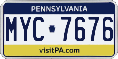 PA license plate MYC7676