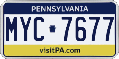 PA license plate MYC7677