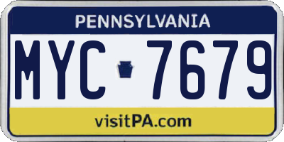 PA license plate MYC7679