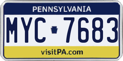 PA license plate MYC7683