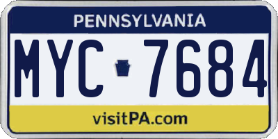 PA license plate MYC7684