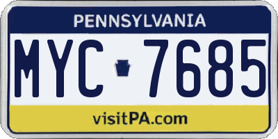 PA license plate MYC7685