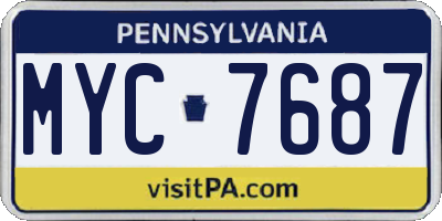 PA license plate MYC7687