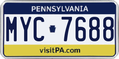 PA license plate MYC7688