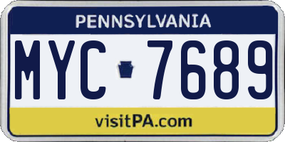 PA license plate MYC7689