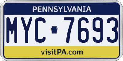 PA license plate MYC7693