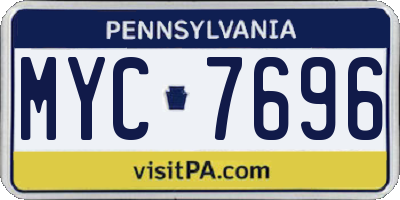 PA license plate MYC7696