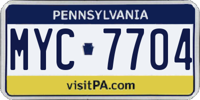PA license plate MYC7704